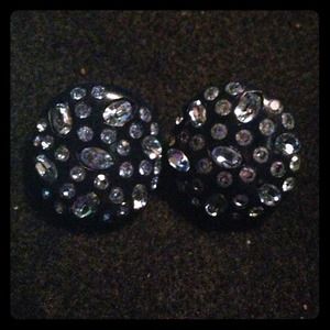 Vintage 40's Celluloid & Aqua Stone Earrings 🌸