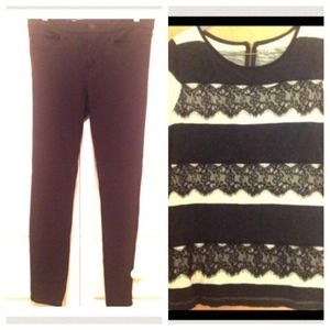 Bundle - gap jeggings and loft lace top