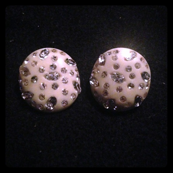none, Weiss Jewelry - Vintage 40's Celluloid & Clear Stone Earrings 🌸