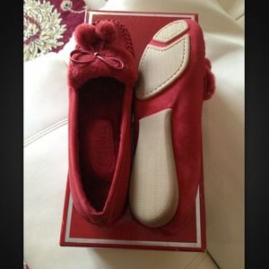Cole Haan red leather suede moccasins 6.5B New!