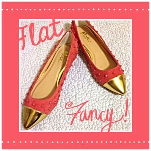 Coral Pink Gold Top Pointed Flats