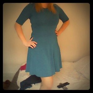 Modcloth deep blue scene dress Large