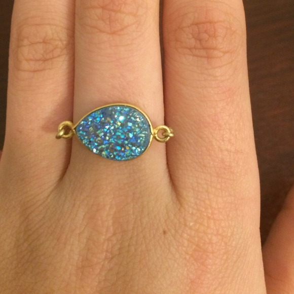 Light blue druzy ring