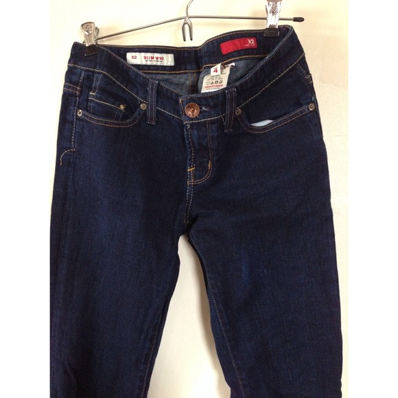 Express slim W-10 dark wash flare jeans