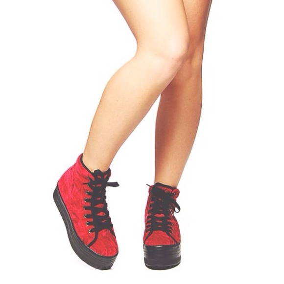 Jeffrey Campbell Shoes - Jeffrey Campbell Red Velvet Platform Sneakers