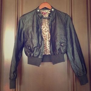 Chocolate brown faux leather jacket