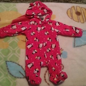 Baby girl pinguin plush with hoodie