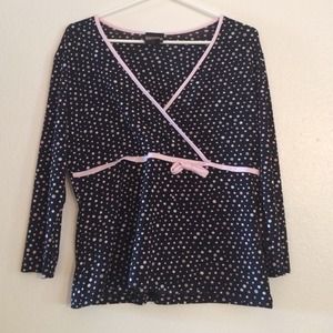 Baranda black and pink polka dot blouse S