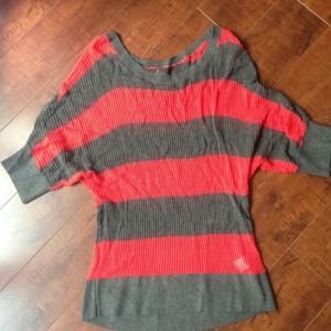 Grey and red off the shoulder pullover