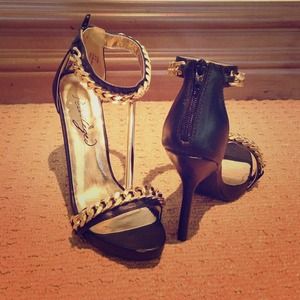 *SOLD* Gold Chain Open toe heels