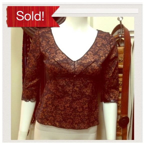 💐 Anthropologie - Copper w/ Black Lace Overlay