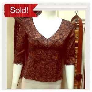 💐 Anthropologie - Copper w/ Black Lace Overlay