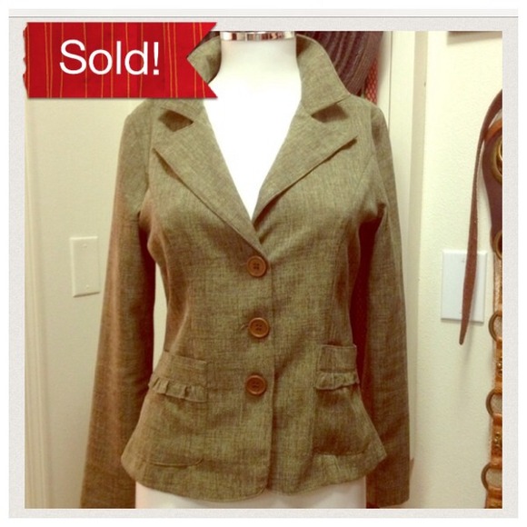 🍀Forever 21 Green & Brown Tweed Jacket size small