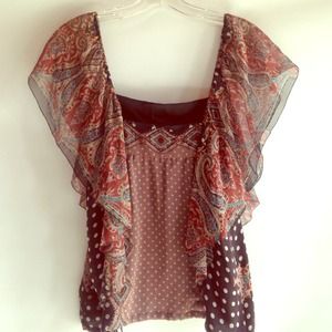 New Development, silk ruffle sleeve blouse. Size 2