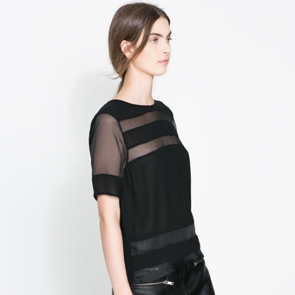 ZARA. New. Black top with transparent details. - Picture 2 of 4