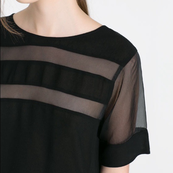 ZARA. New. Black top with transparent details. - Picture 3 of 4