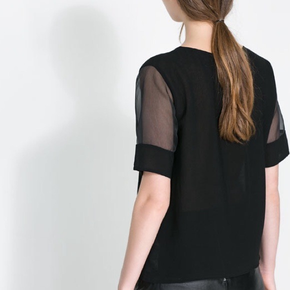 ZARA. New. Black top with transparent details. - Picture 4 of 4