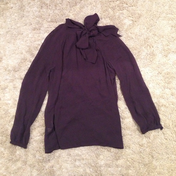 Purple silk long sleeve blouse
