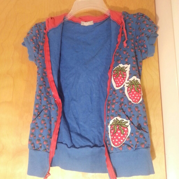 Delias hoodie blue XS with strawberry print - Picture 2 of 4