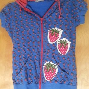 Delias hoodie blue XS with strawberry print