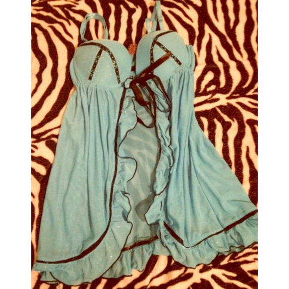 Baby Blue and Black Lingerie - Picture 1 of 4
