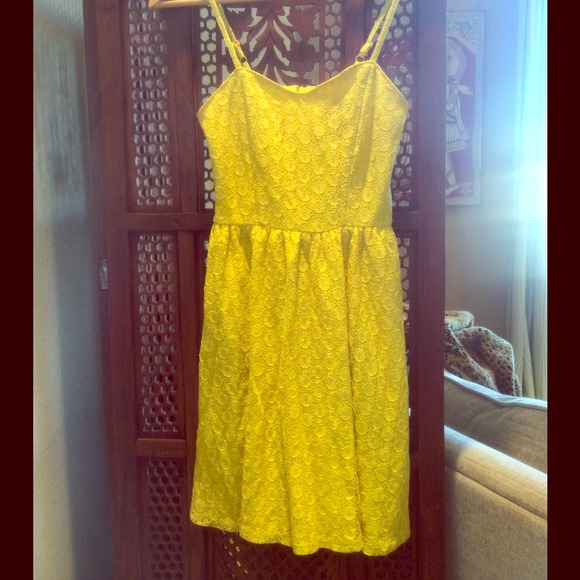 Bright Yellow adjustable Spaghetti strap dress
