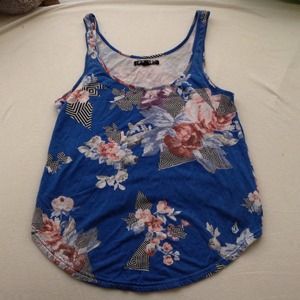 Blue and Pink Floral Crop Tank