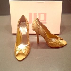Gold Sequined JLo shoes