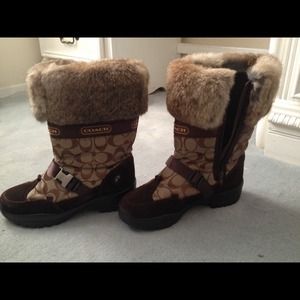 Authentic Coach monogram winter boots