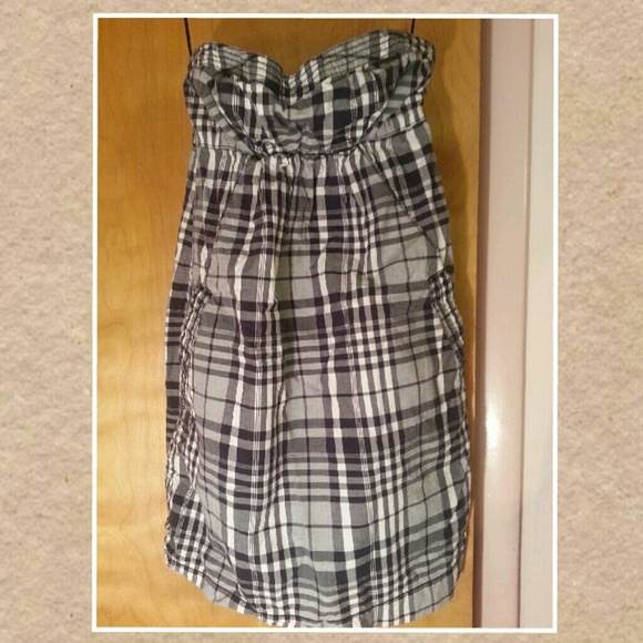 American Eagle NWOT strapless plaid dress Size 0 - Picture 1 of 4