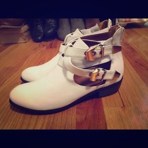 White cut out booties