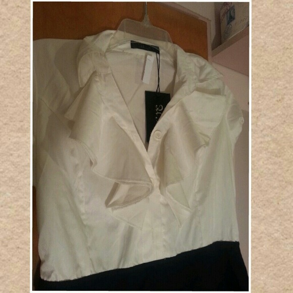 White and navy dress - Picture 2 of 3