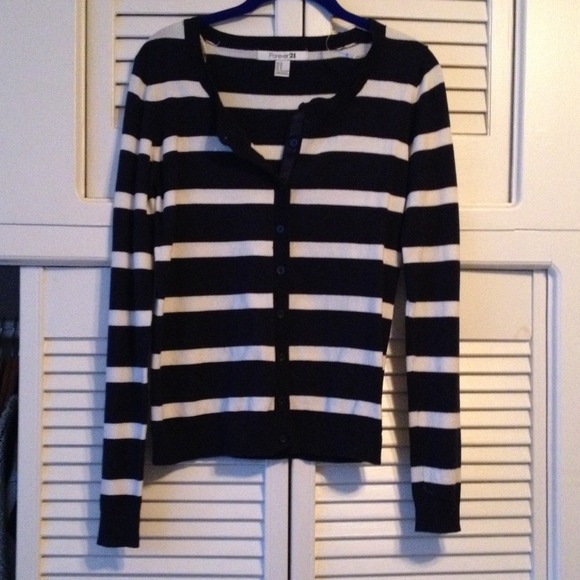 Very cute navy blue and white cardigan