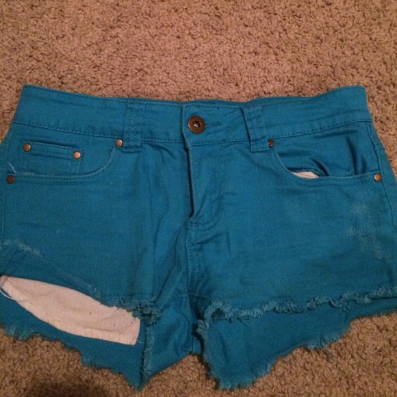 Blue mid rise shorts - Picture 1 of 1