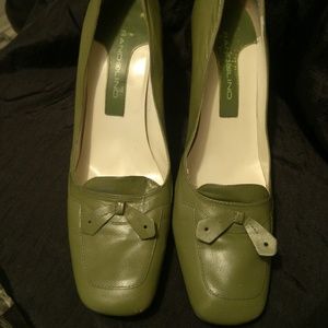 Olive Green Leather Pumps