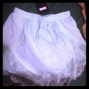 Mint Lace trim shorts