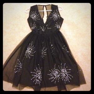 Asos Black Embellished Party Dress