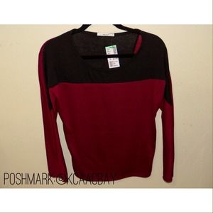 Long Sleeve Burgundy/Black Top