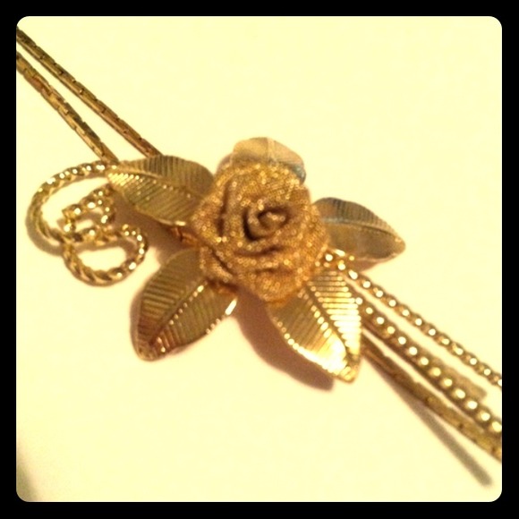 14k gold plated rose necklace