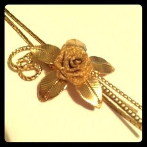 14k gold plated rose necklace