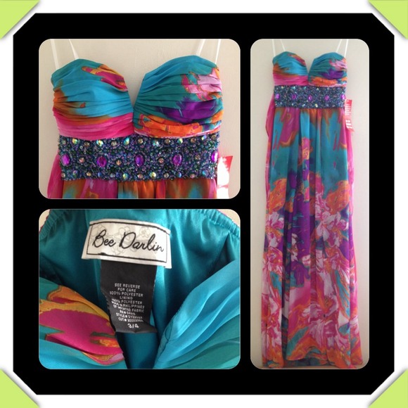 NWT Bee Darlin strapless dress perfect for prom - Picture 3 of 3