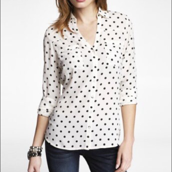 Express Portofino polka dot button down