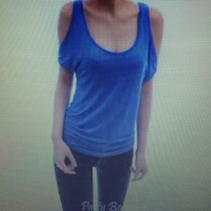 Victoria Secret cold shoulder tee in cobalt blue