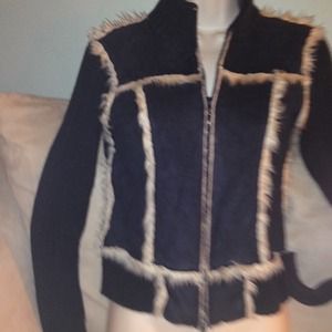 Black suede jacket with fur