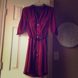 Maroon Casual T-Shirt Dress