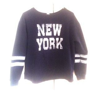 Black Varsity Inspired "New York" Crew Neck
