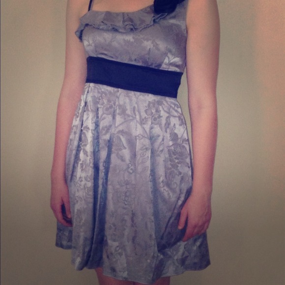 Silver one strap cocktail dress