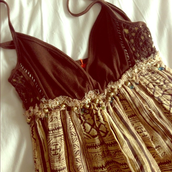 Free People Boho Brown Bead Dress