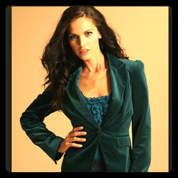 Theory teal blue velvet blazer