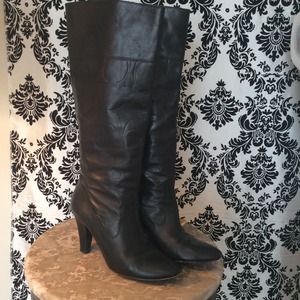 Coach C boots black leather heels 7.5